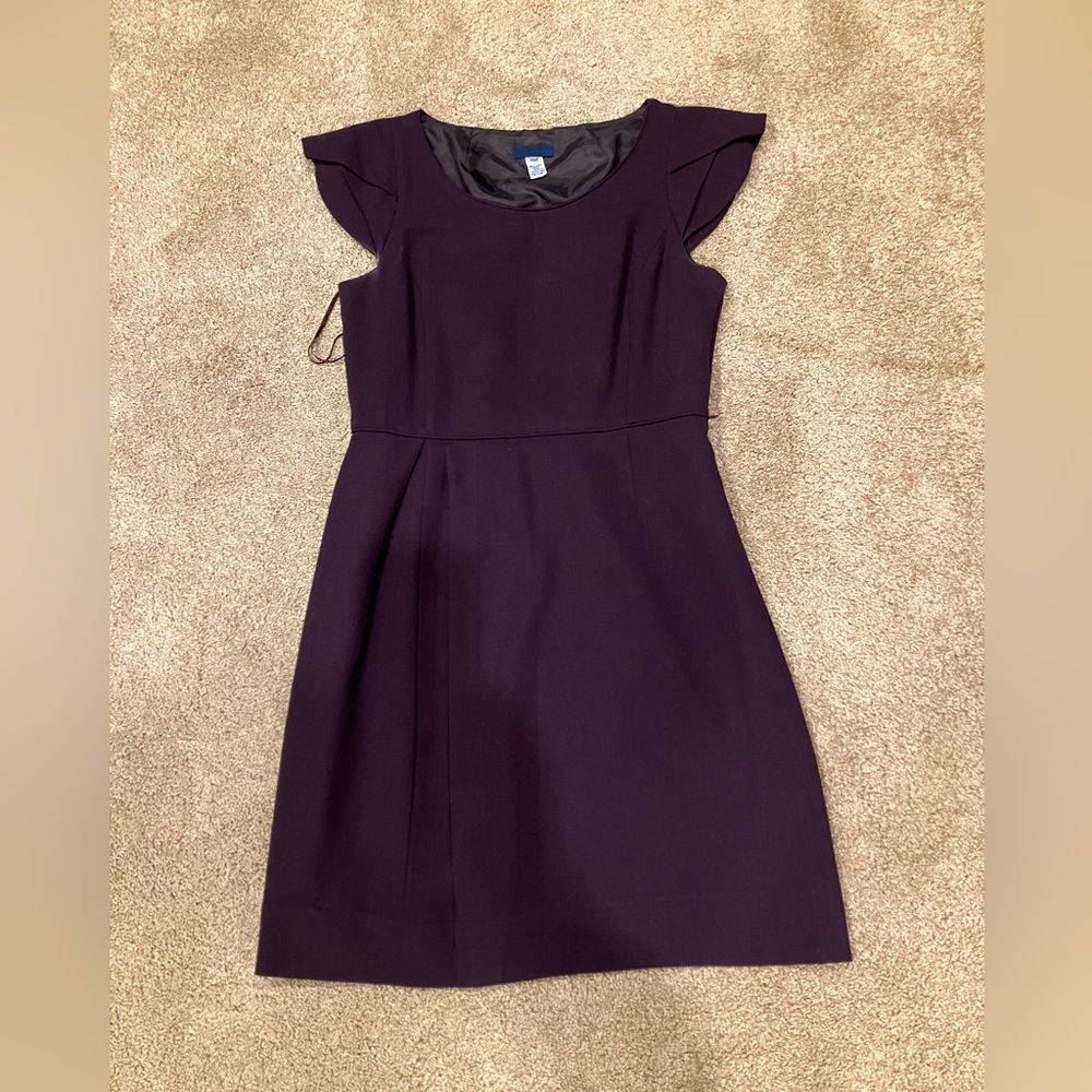 J crew plum flutter sleeve wool shift
